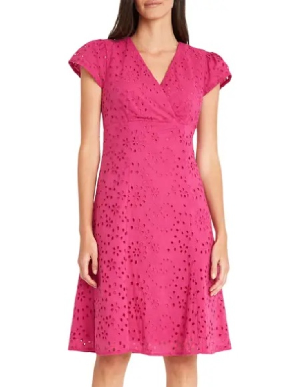 ‼️NEW Maggy London Cap Sleeves Eyelet Pink Dress